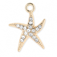 Anh&auml;nger Metall Starfish with Strass Gold-transparent