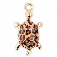 Anh&auml;nger Metall Turtle with Leopard Print Gold-orange-black