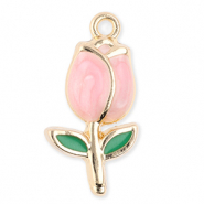 Anh&auml;nger Metall Tulip Gold-light pink-green