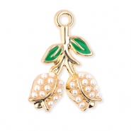 Anh&auml;nger Metall Tulips with Pearls Gold-green-white