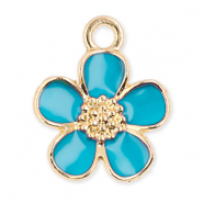 Anh&auml;nger Metall Flower Gold-blue