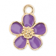 Anh&auml;nger Metall Flower Gold-purple