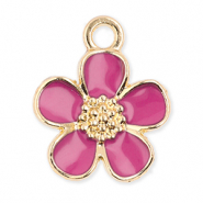 Anh&auml;nger Metall Flower Gold-dark pink