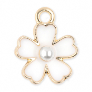 Anh&auml;nger Metall Flower with Pearl Gold-white