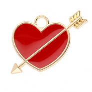 Anh&auml;nger Metall Heart with Arrow Gold-red