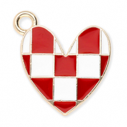 Anh&auml;nger Metall Heart with Cubes Gold-red-white