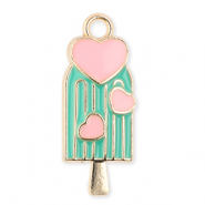 Anh&auml;nger Metall Ice lolly with Hearts Gold-green-light pink