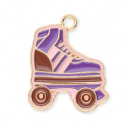 Anh&auml;nger Metall Roller Skate Gold-purple-brown-light pink