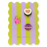 BY31&reg; Zierkarte mit Anstecker "Sushi"&nbsp;/&nbsp;Balloon Dog&nbsp;/&nbsp;"Give me space" Green-purple-pink-white-yellow