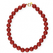 BY31&reg; Kette auf 16 mm Acrylperlen shiny Salsa red 18-1657 TCX-gold