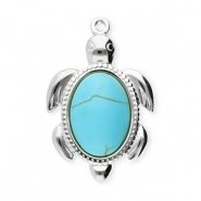 Anh&auml;nger aus Stainless Steel - Rostfreiem Stahl Turtle Silver-blue