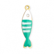 Anh&auml;nger aus Stainless Steel - Rostfreiem Stahl Fish Gold-mint turquoise-white