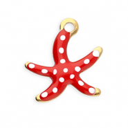 Anh&auml;nger aus Stainless Steel - Rostfreiem Stahl Starfish Gold-red-white