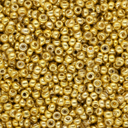 Rocailles Perlen Glas 8/0 (3 mm) Metallic shine yellow gold