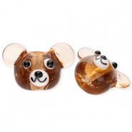 Glasperlen Handgefertigt Bear Transparent brown-white-black