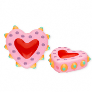 Glasperlen Handgefertigt Heart Light pink-red-multicolour