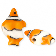 Keramik Perlen Clownfish Orange-off white-black
