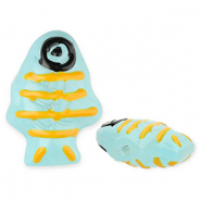Glasperlen Handgefertigt Fish Light blue-yellow-black