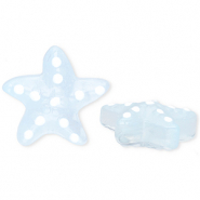 Glasperlen Handgefertigt Starfish Transparent light blue-white