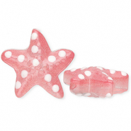 Glasperlen Handgefertigt Starfish Transparent coral pink-white