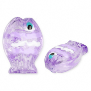 Glasperlen Handgefertigt Fish Transparent periwinkle purple-white-black-cyan