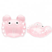 Glasperlen Handgefertigt Crab Transparent coral pink-white-black