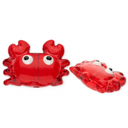Glasperlen Handgefertigt Crab Transparent red-white-black
