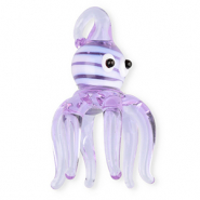 Handgefertigt Glas-Anh&auml;nger Octopus Transparent light purple