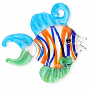 Handgefertigt Glas-Anh&auml;nger Fish Transparent-blue-green-orange
