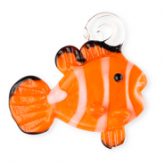 Handgefertigt Glas-Anh&auml;nger Clownfish Orange-white-black