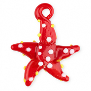 Handgefertigt Glas-Anh&auml;nger Starfish Red-white-yellow