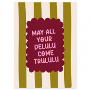 BY31&reg; Karten f&uuml;r Schmuck "May all your delulu come trululu" Olive green-off white-bordeaux red-pink