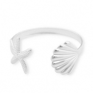 Stainless Steel - Rostfrei Stahl Armb&auml;nder Bangle Shell & Starfish Silver