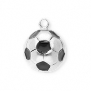 Anhänger aus Stainless Steel - Rostfreiem Stahl Football Silver-black