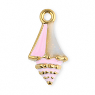 Anh&auml;nger aus Stainless Steel - Rostfreiem Stahl Enamel Shell Gold-light pink-transparent glitter