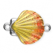 Zubeh&ouml;r aus Stainless Steel - Rostfreiem Stahl Zwischenst&uuml;ck Enamel Shell Silver-yellow-pink