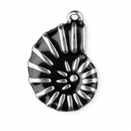 Anh&auml;nger aus Stainless Steel - Rostfreiem Stahl Enamel Shell Silver-black