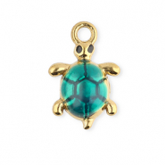 Anh&auml;nger aus Stainless Steel - Rostfreiem Stahl Enamel Turtle Gold-green