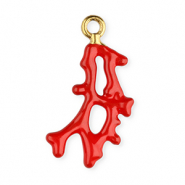 Anh&auml;nger aus Stainless Steel - Rostfreiem Stahl Enamel Coral Gold-red