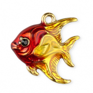 Anh&auml;nger aus Stainless Steel - Rostfreiem Stahl Enamel Fish Gold red-yellow-black