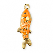 Anh&auml;nger aus Stainless Steel - Rostfreiem Stahl Enamel Fish Gold-orange-black