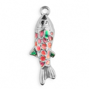 Anh&auml;nger aus Stainless Steel - Rostfreiem Stahl Enamel Fish Silver-purple-pink-green