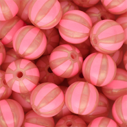12 mm DQ&reg; Perlen aus Acryl mit Streifen Coral pink-peach pink