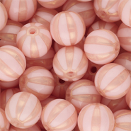 12 mm DQ&reg; Perlen aus Acryl mit Streifen Light pink-peach pink