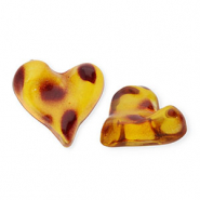 Cabochons aus Acryl Heart with Leopard Print Amber brown