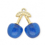 Anh&auml;nger Acryl Cherries Gold- blue glitter