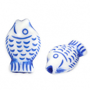 Perlen aus Acryl Fish White-Delft blue