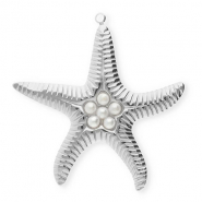 Anh&auml;nger aus Stainless Steel - Rostfreiem Stahl Starfish with Imitation Pearls Silver-white