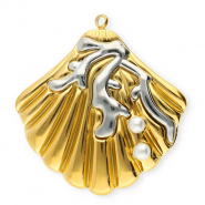 Anh&auml;nger aus Stainless Steel - Rostfreiem Stahl Shell with Imitation Pearls Gold-silver-white