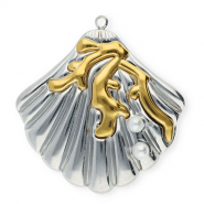 Anh&auml;nger aus Stainless Steel - Rostfreiem Stahl Shell with Imitation Pearls Silver-gold-white